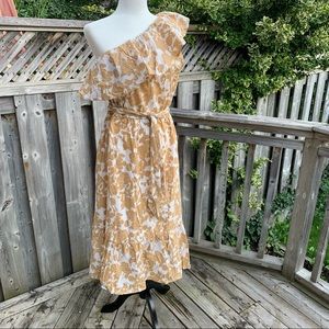 Mango Gloria Cocktail One Shoulder Ruffle Dress Size 8 NWT